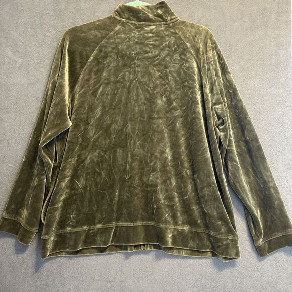 Talbots Jacket Lux Velour Jacket Full Zip Mock Neck Cozy Plus Size 1X Sage Green - Picture 2 of 8